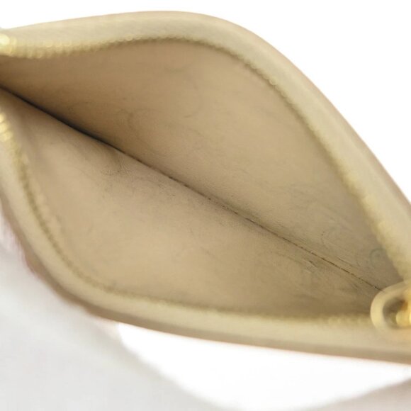 CELINE Logo Fragment Card Coin Case Wallet Leather Beige Gold Italy 60KB230 - Picture 9 of 13